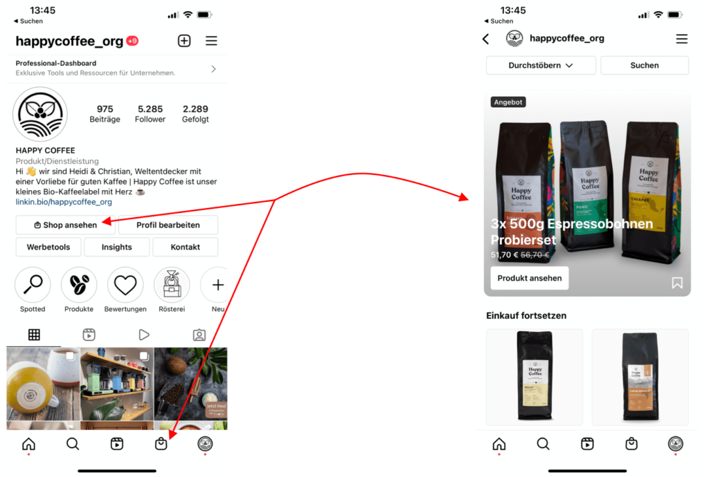 Mit Instagram Geld verdienen über einen Shop Button
