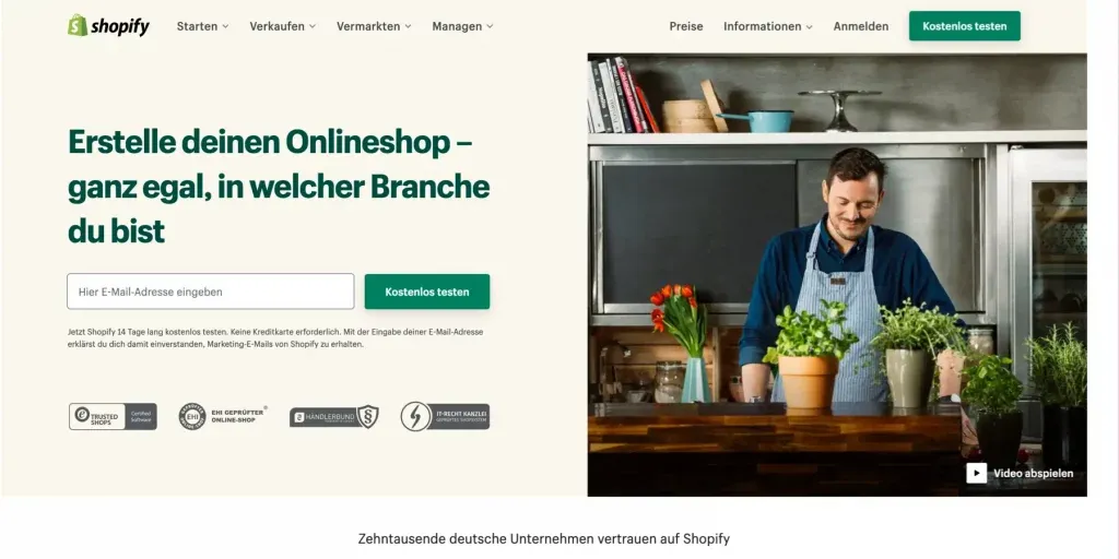 Homepage Baukasten Shopify