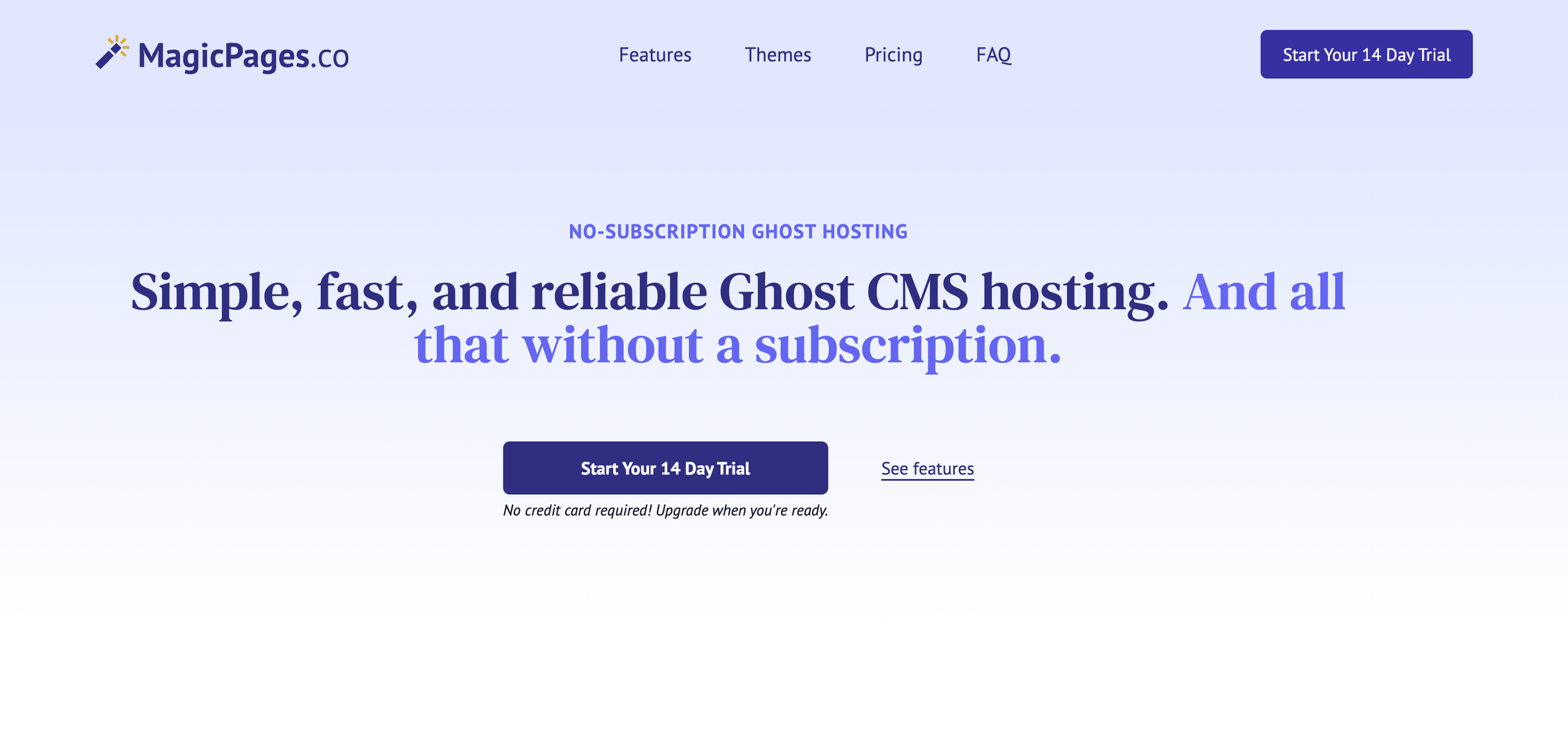 MagicPages.co - Ghost Hosting ohne Abo