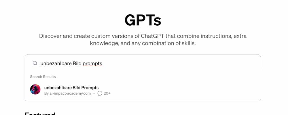 Custom GPTs im GPT Store finden