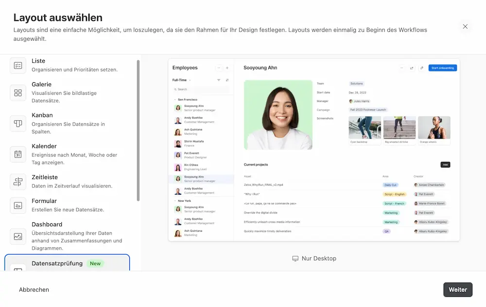 Airtable Interfaces Template Übersicht