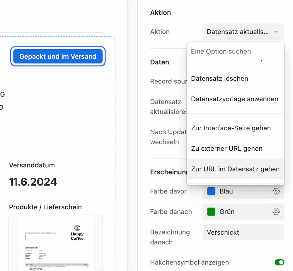 Dynamische Buttons im Airtable Interface